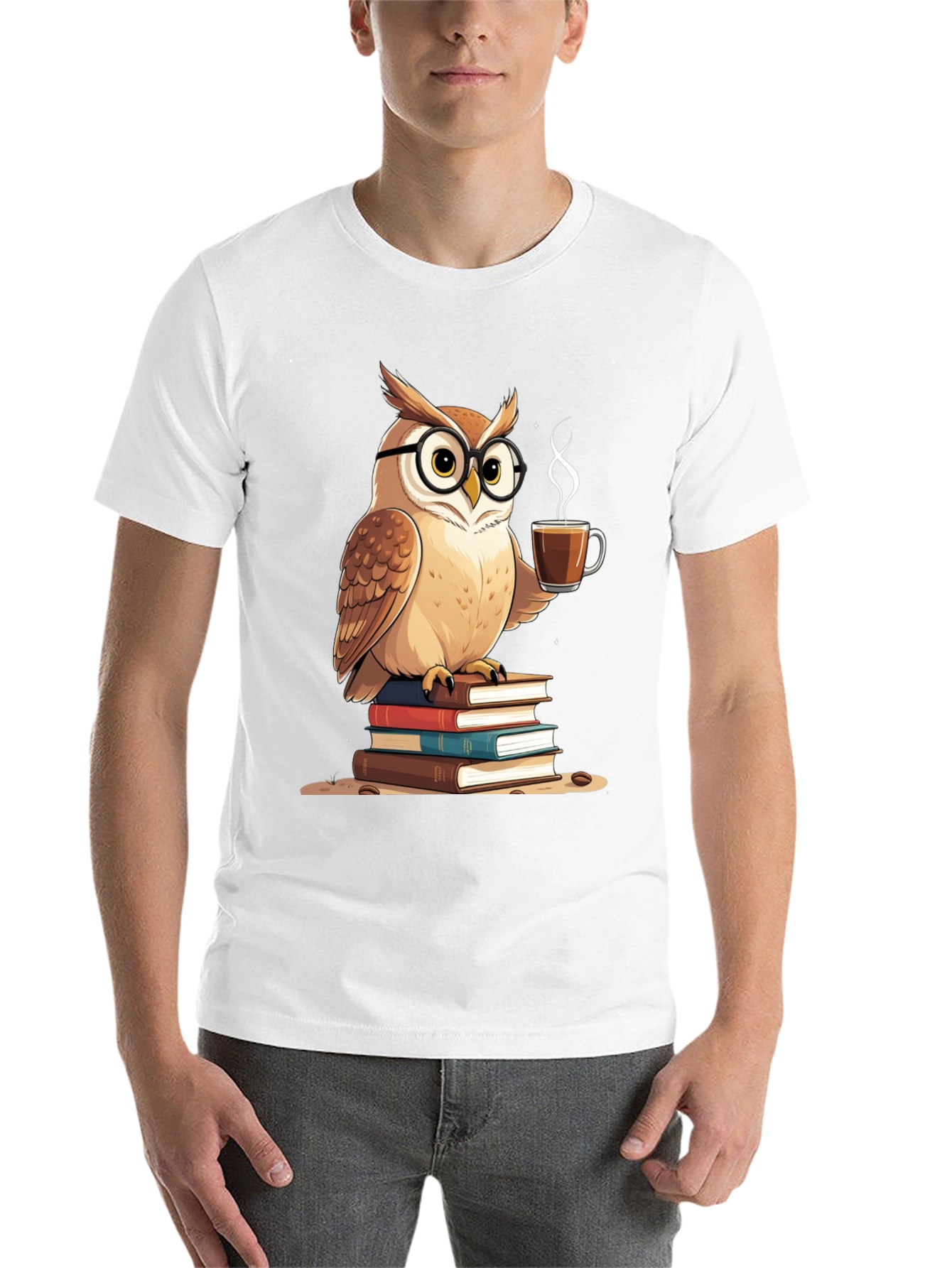 Owl Lover T-Shirt - Coffee and Books