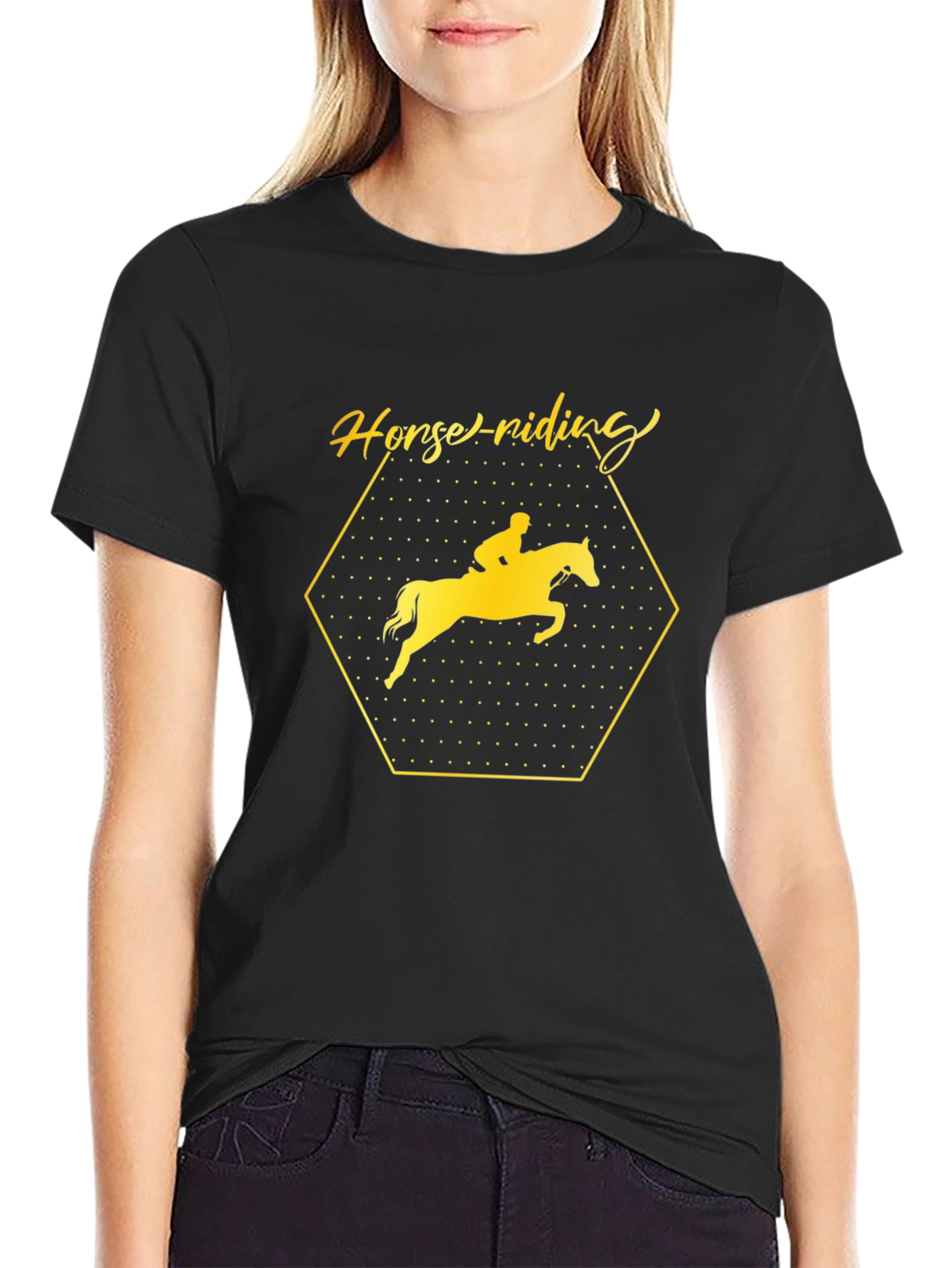 Equestrian Black T-Shirt - Horse Riding Design