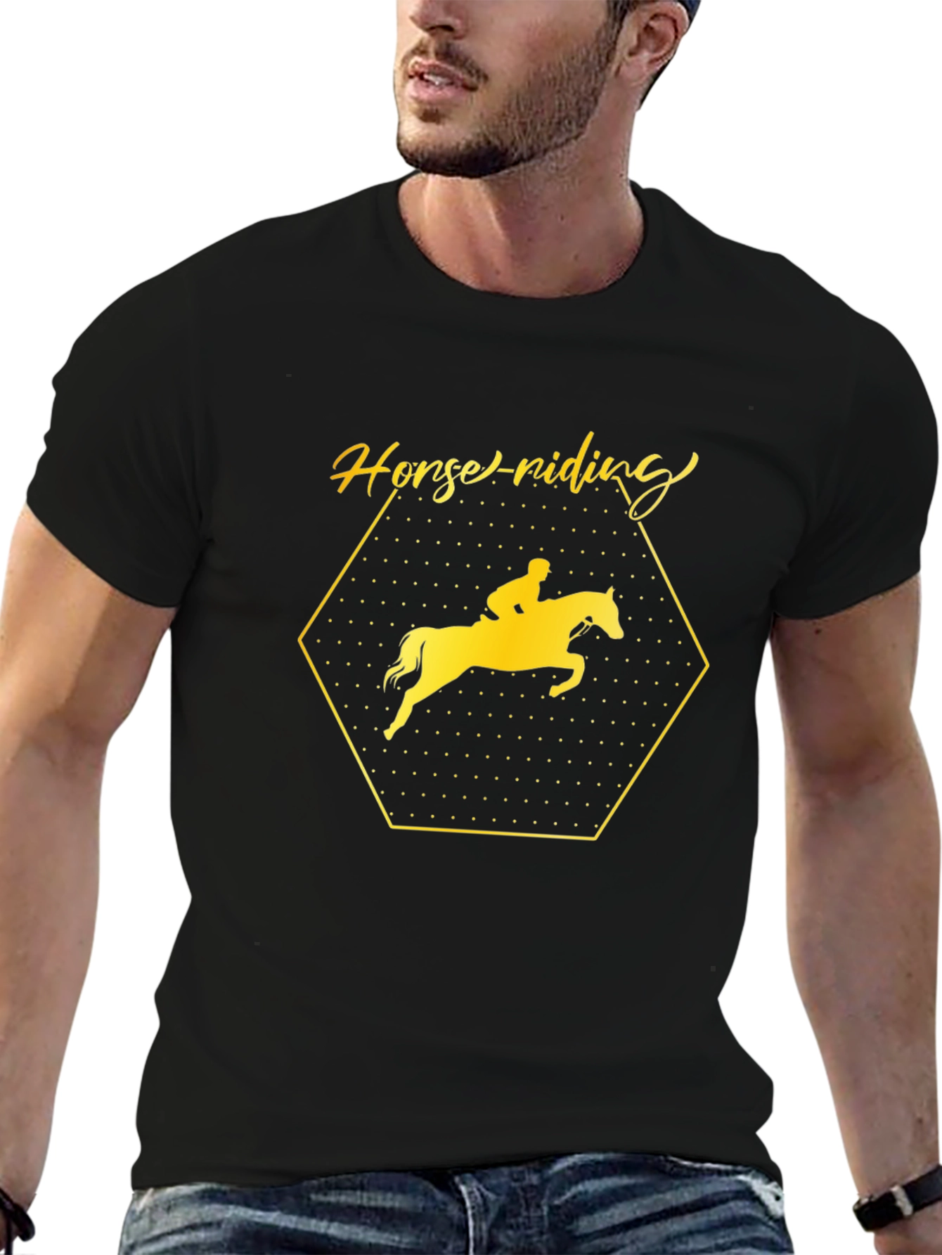 Equestrian Black T-Shirt - Horse Riding Design
