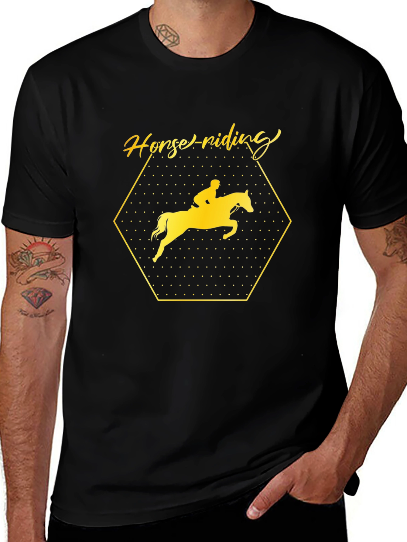 Equestrian Black T-Shirt - Horse Riding Design