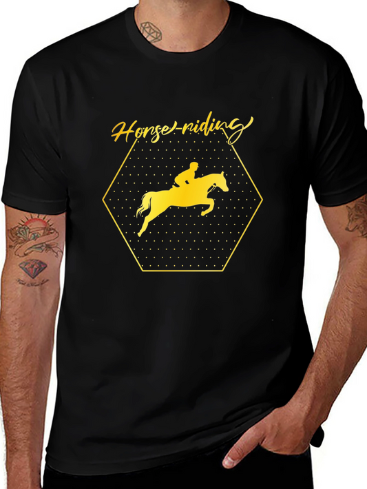 Equestrian Black T-Shirt - Horse Riding Design