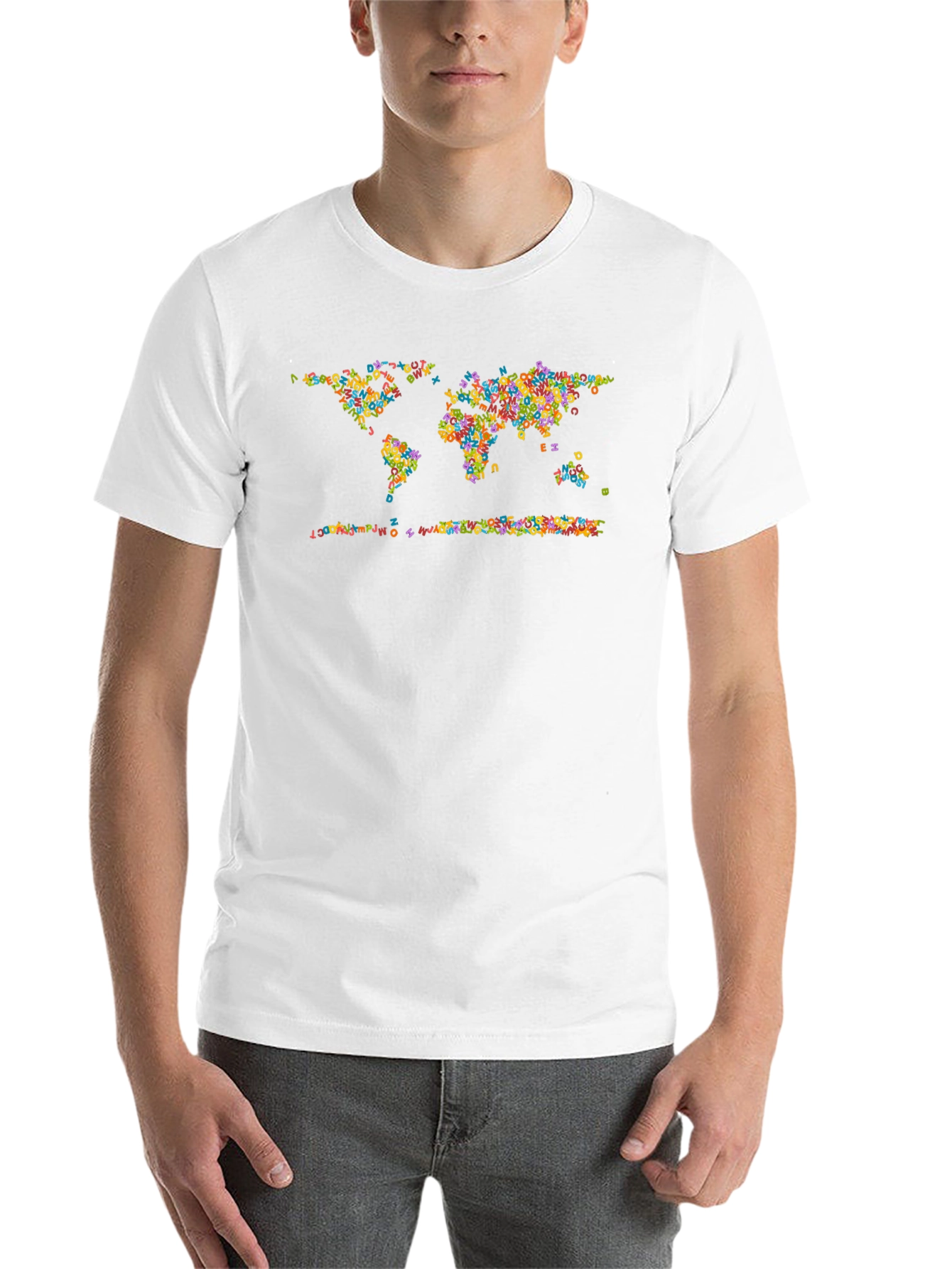 Alphabet World Map Graphic Tee - Black