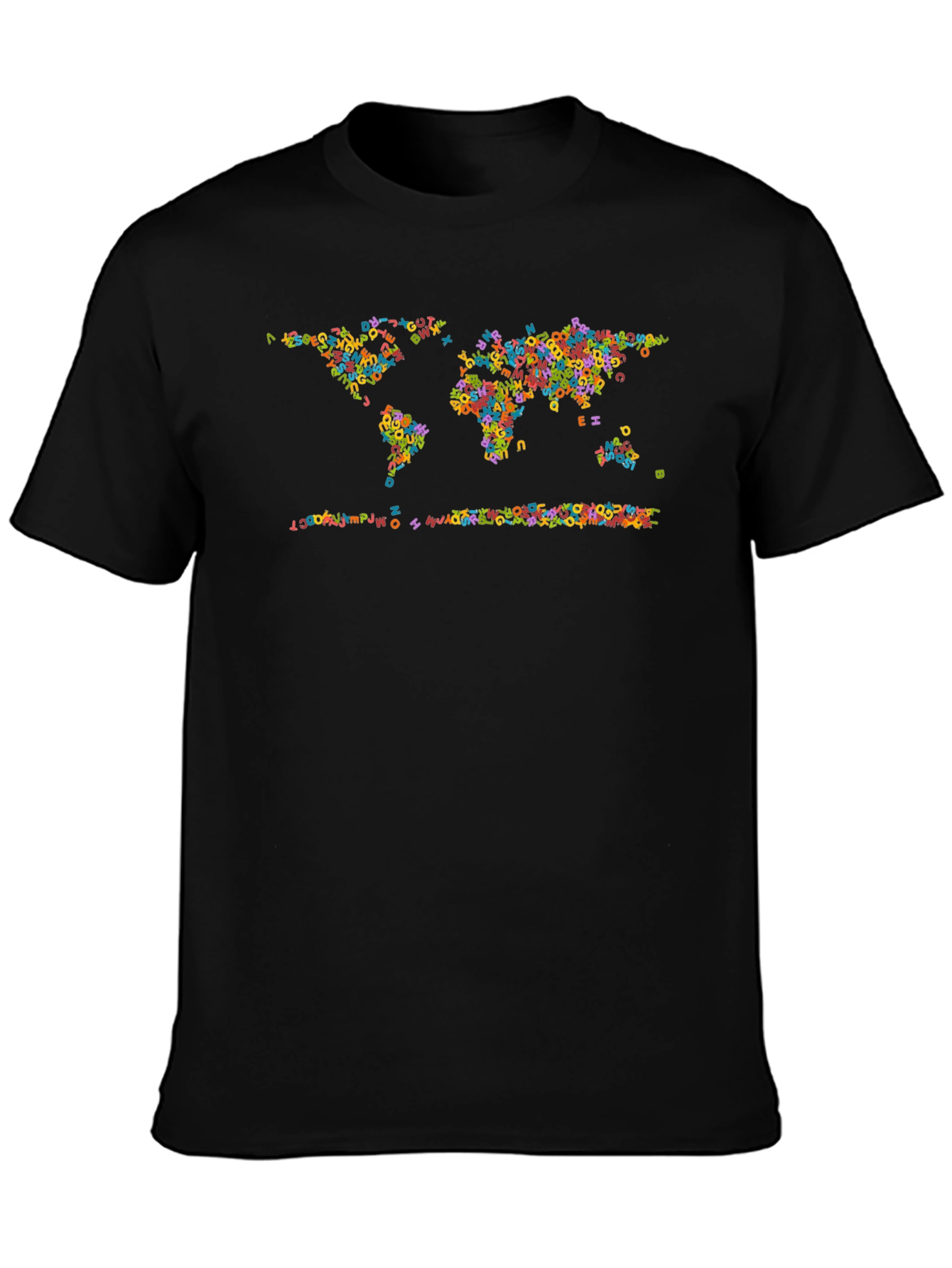 Alphabet World Map Graphic Tee - Black