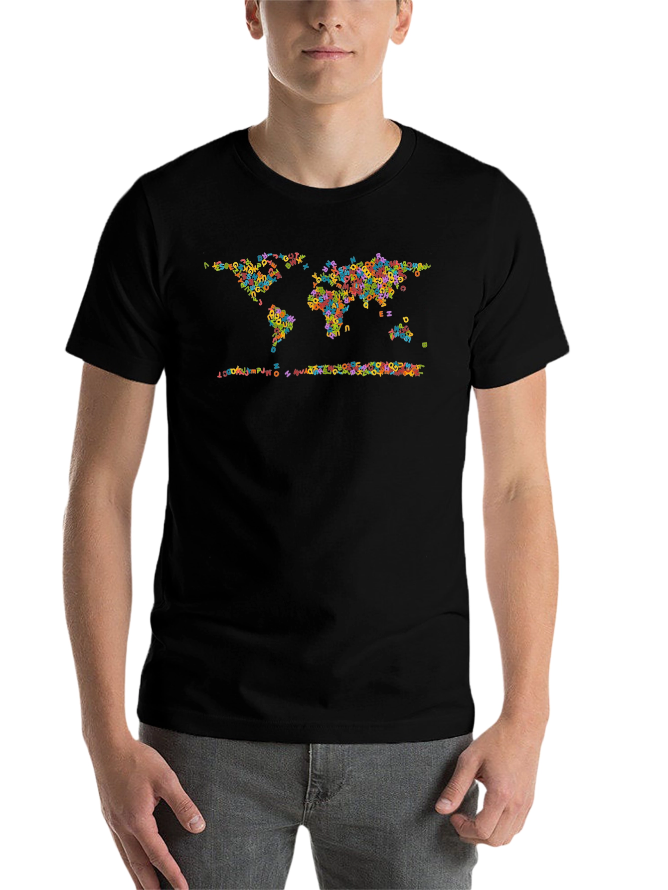 Alphabet World Map Graphic Tee - Black