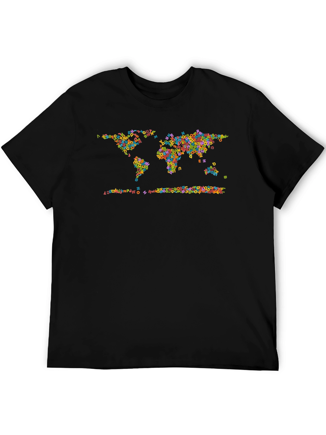 Alphabet World Map Graphic Tee - Black
