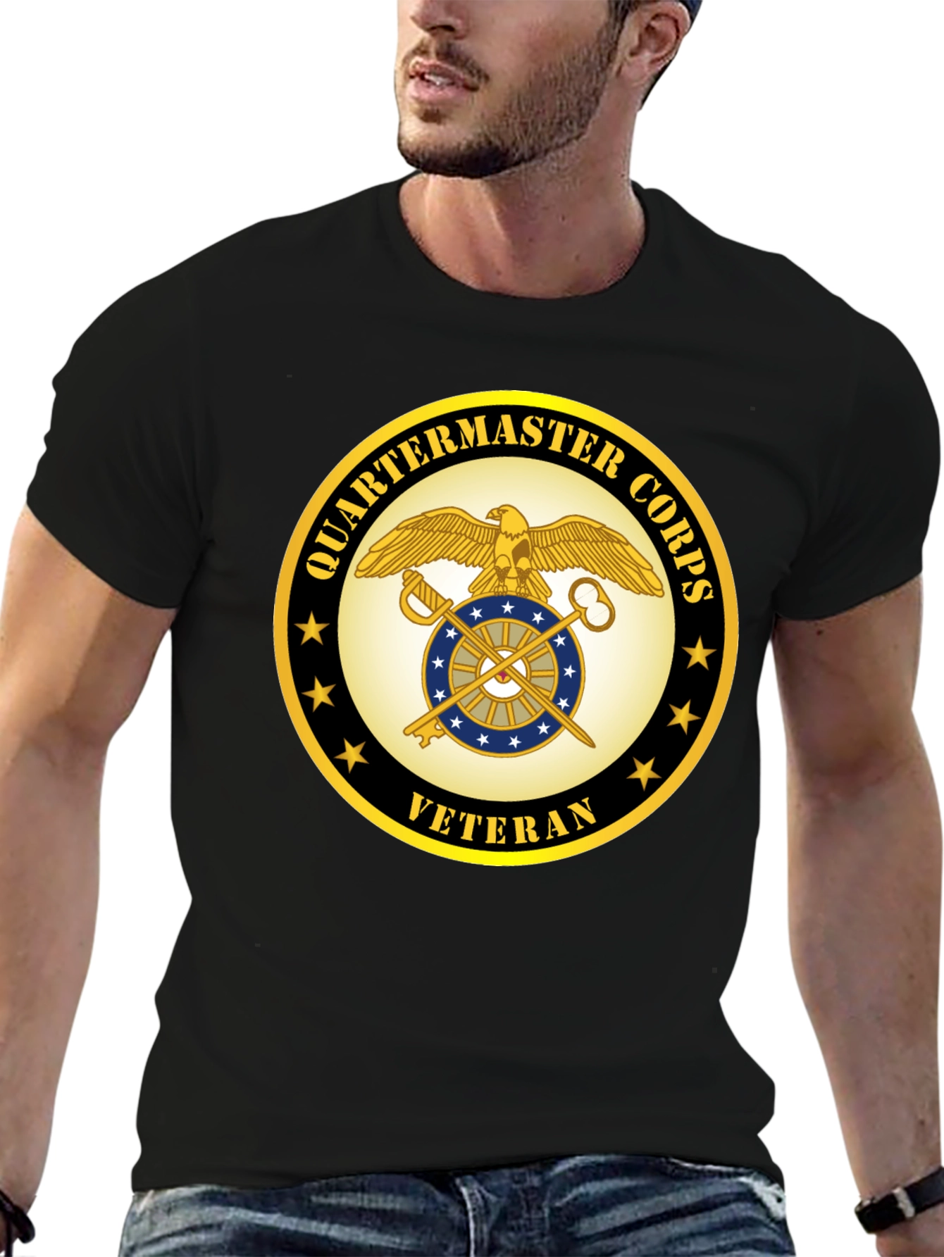 Quartermaster Corps Veteran Black T-Shirt