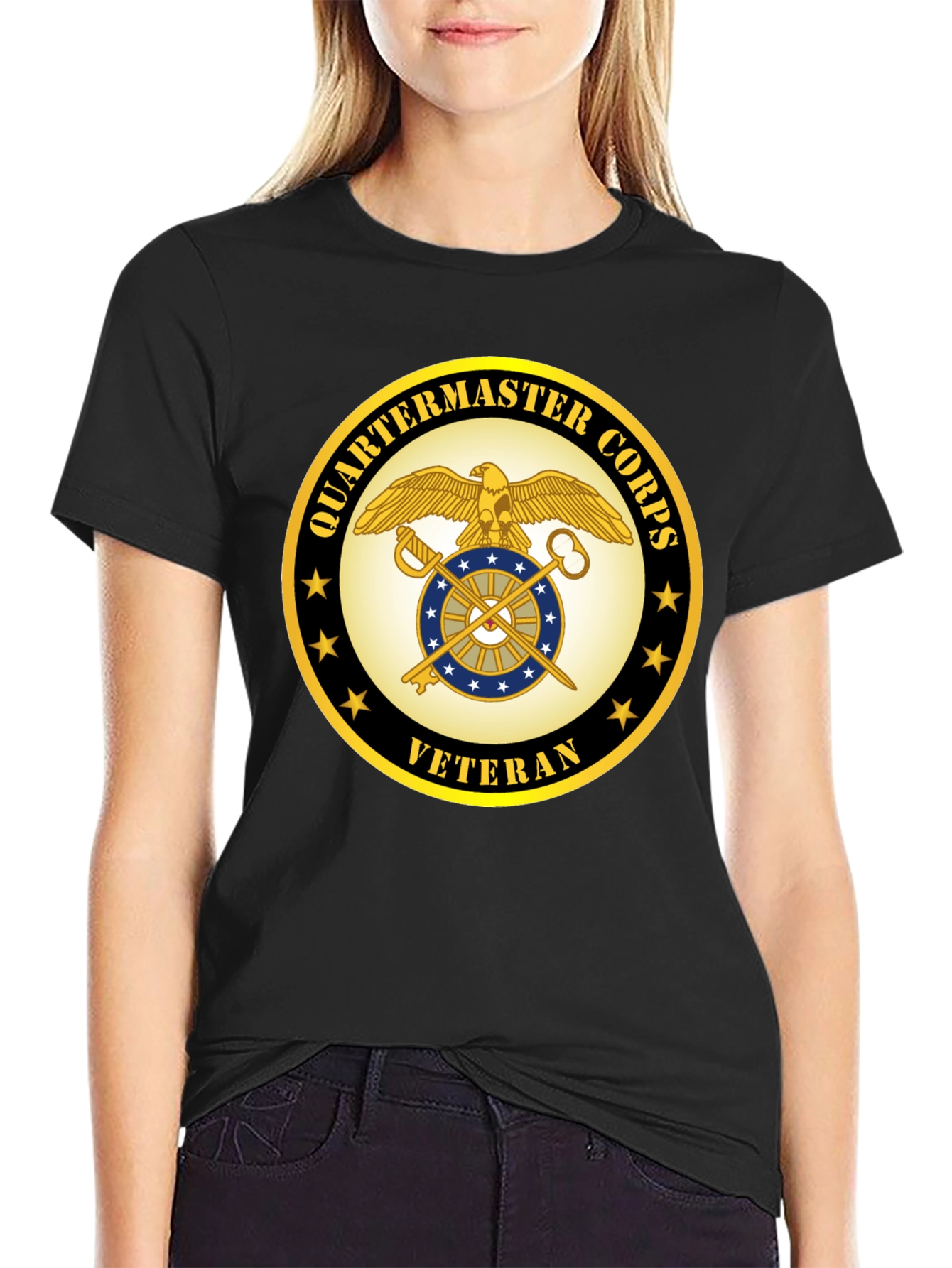 Quartermaster Corps Veteran Black T-Shirt
