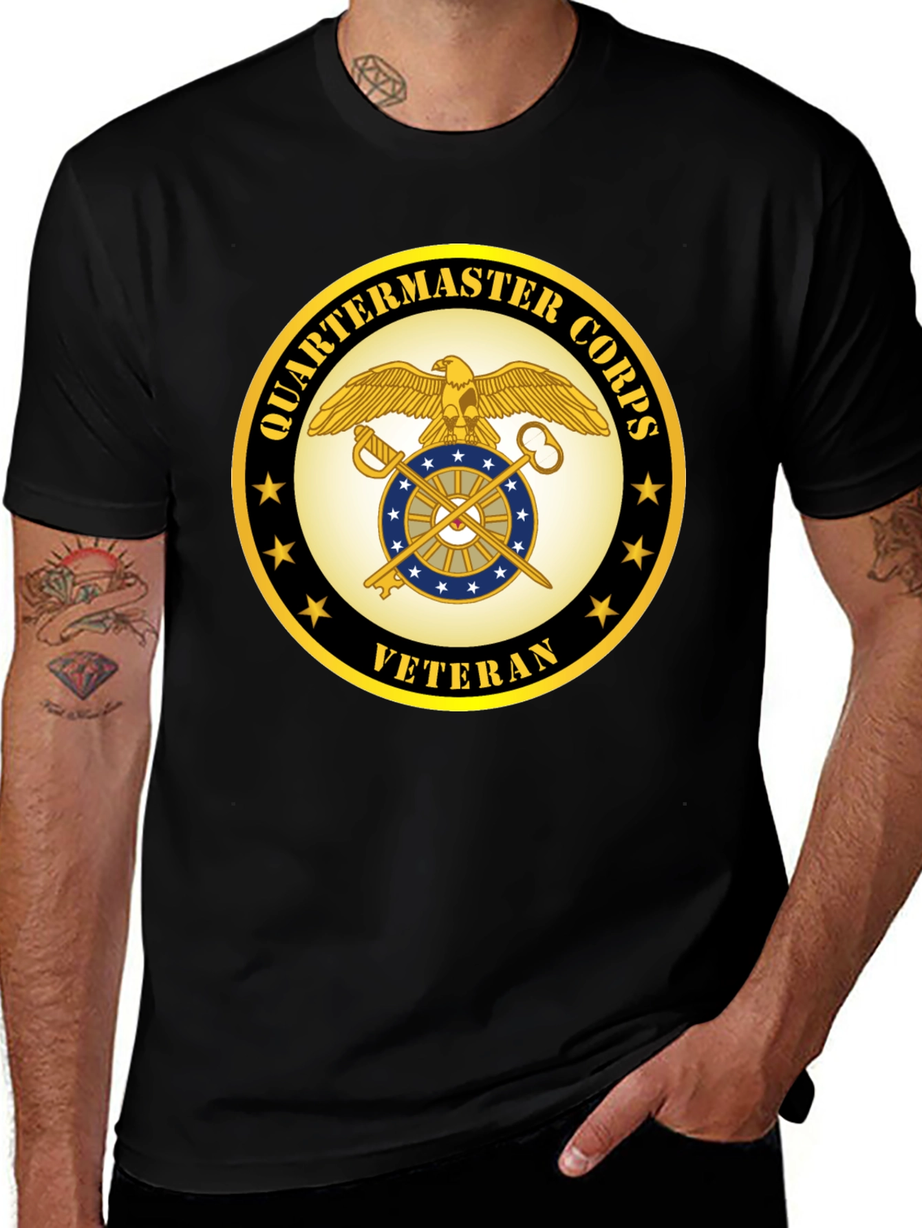 Quartermaster Corps Veteran Black T-Shirt