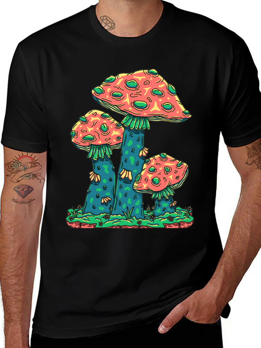 Mushroom Graphic Print Crew Neck T-Shirt