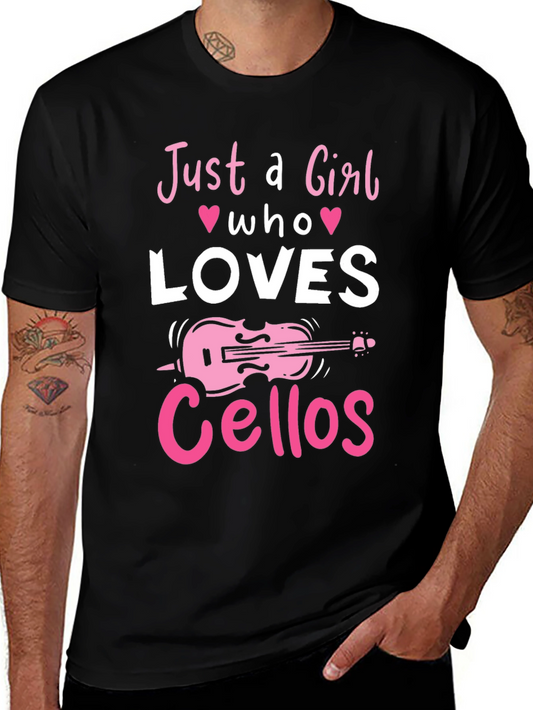 Just a Girl Who Loves Cellos Black T-Shirt