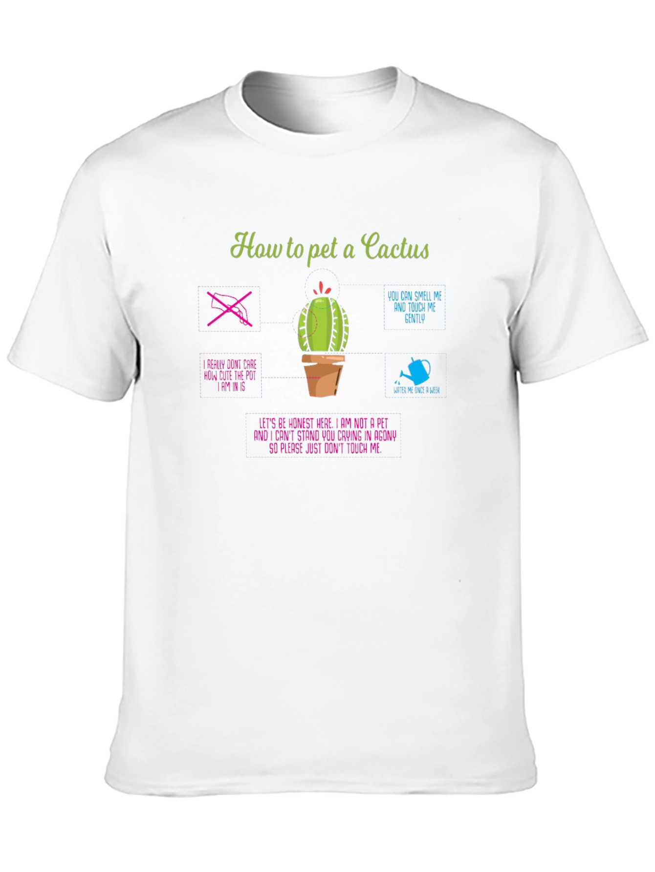 Humorous How to Pet a Cactus Graphic T-Shirt