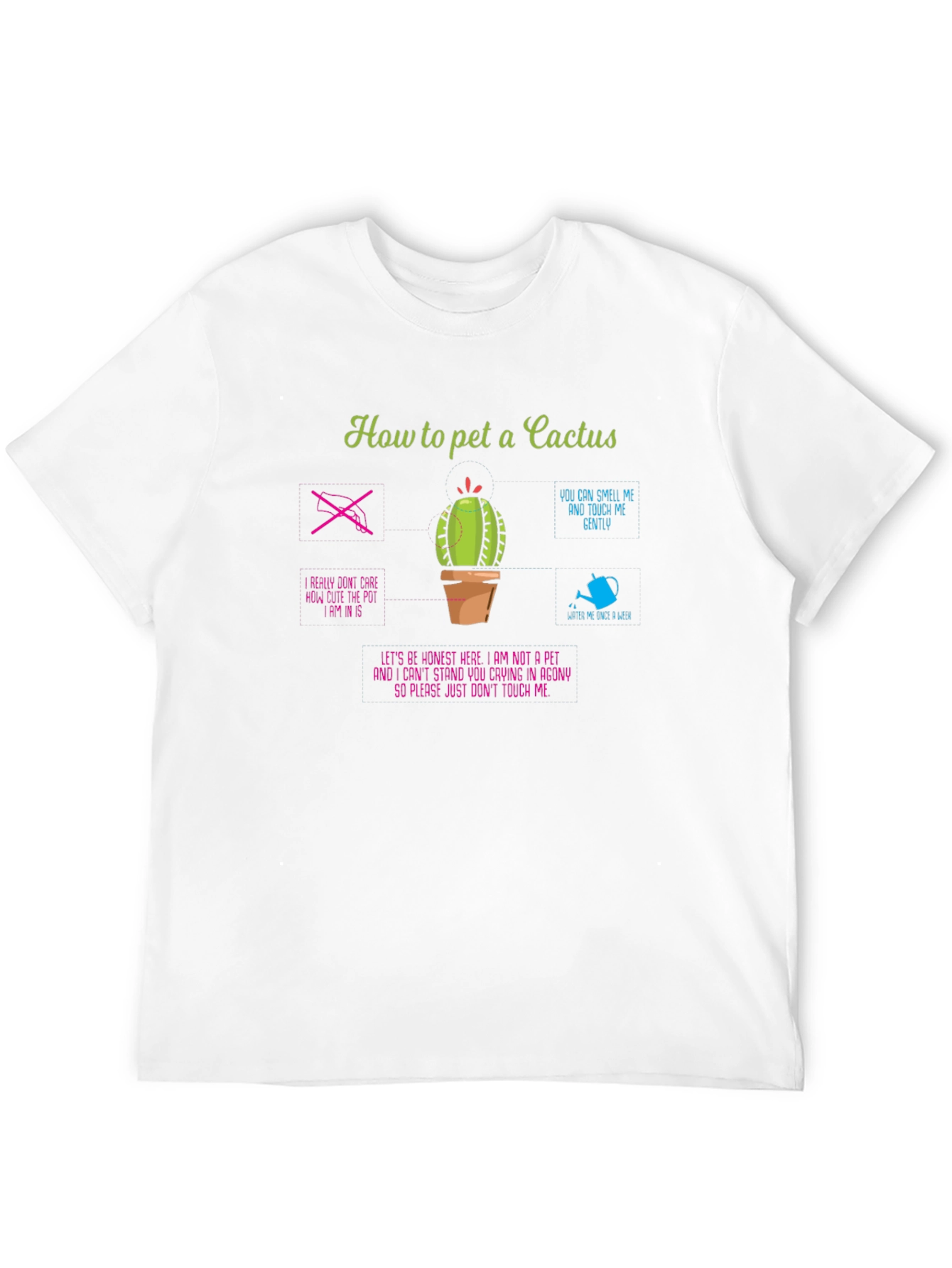 Humorous How to Pet a Cactus Graphic T-Shirt