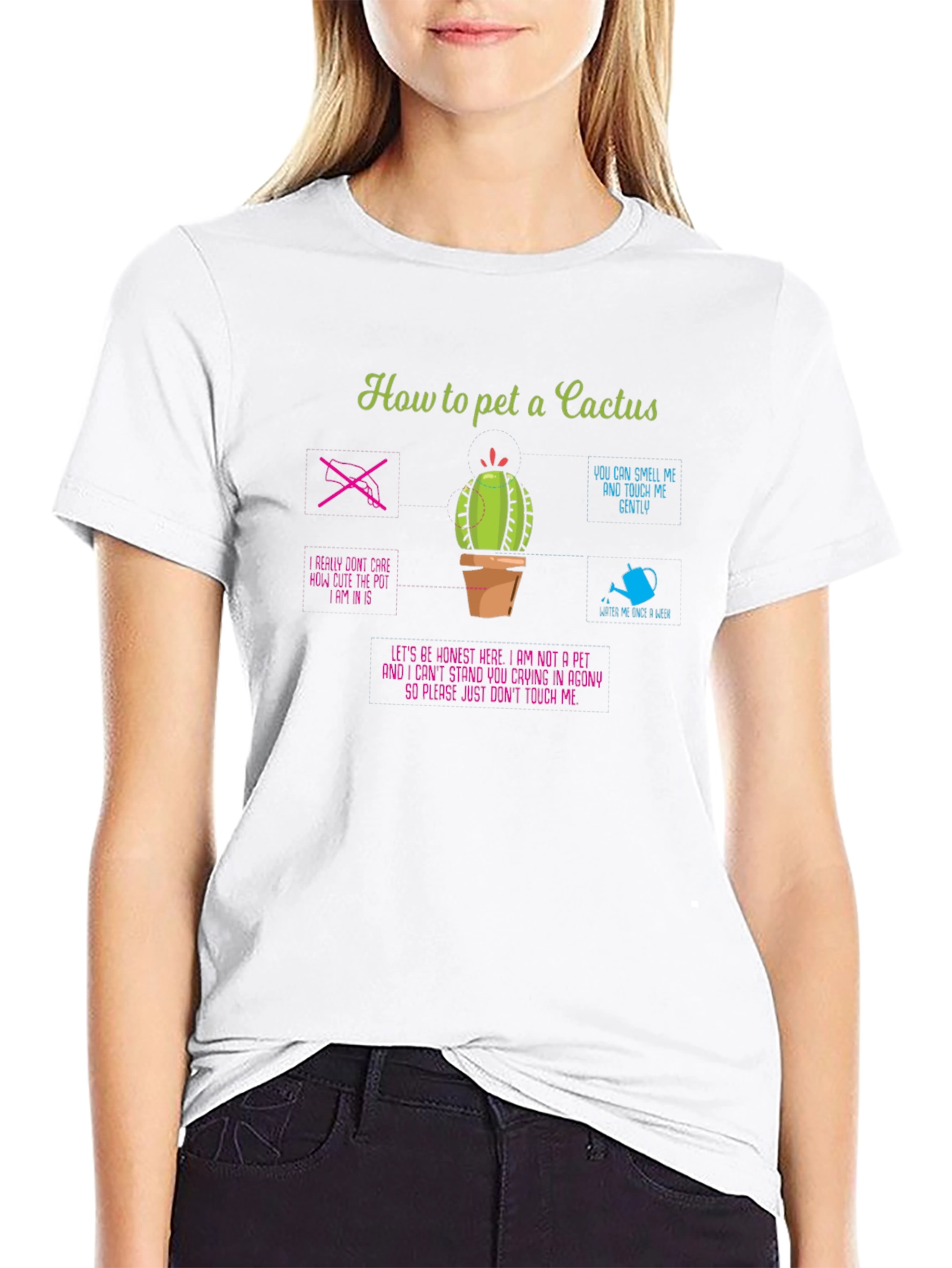 Humorous How to Pet a Cactus Graphic T-Shirt