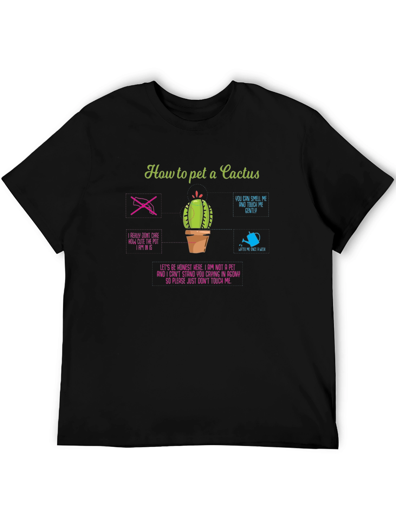 Humorous How to Pet a Cactus Graphic T-Shirt