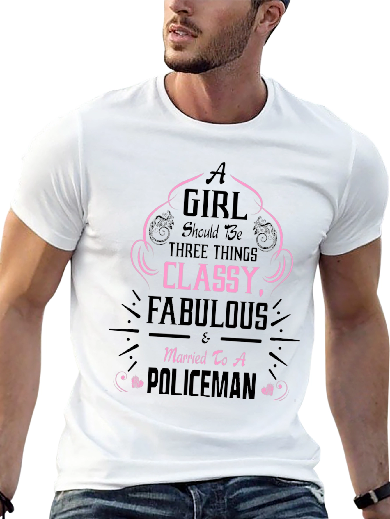 Classy & Fabulous Wife of a Policeman T-Shirt