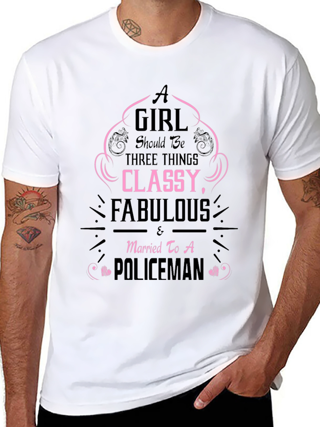 Classy & Fabulous Wife of a Policeman T-Shirt