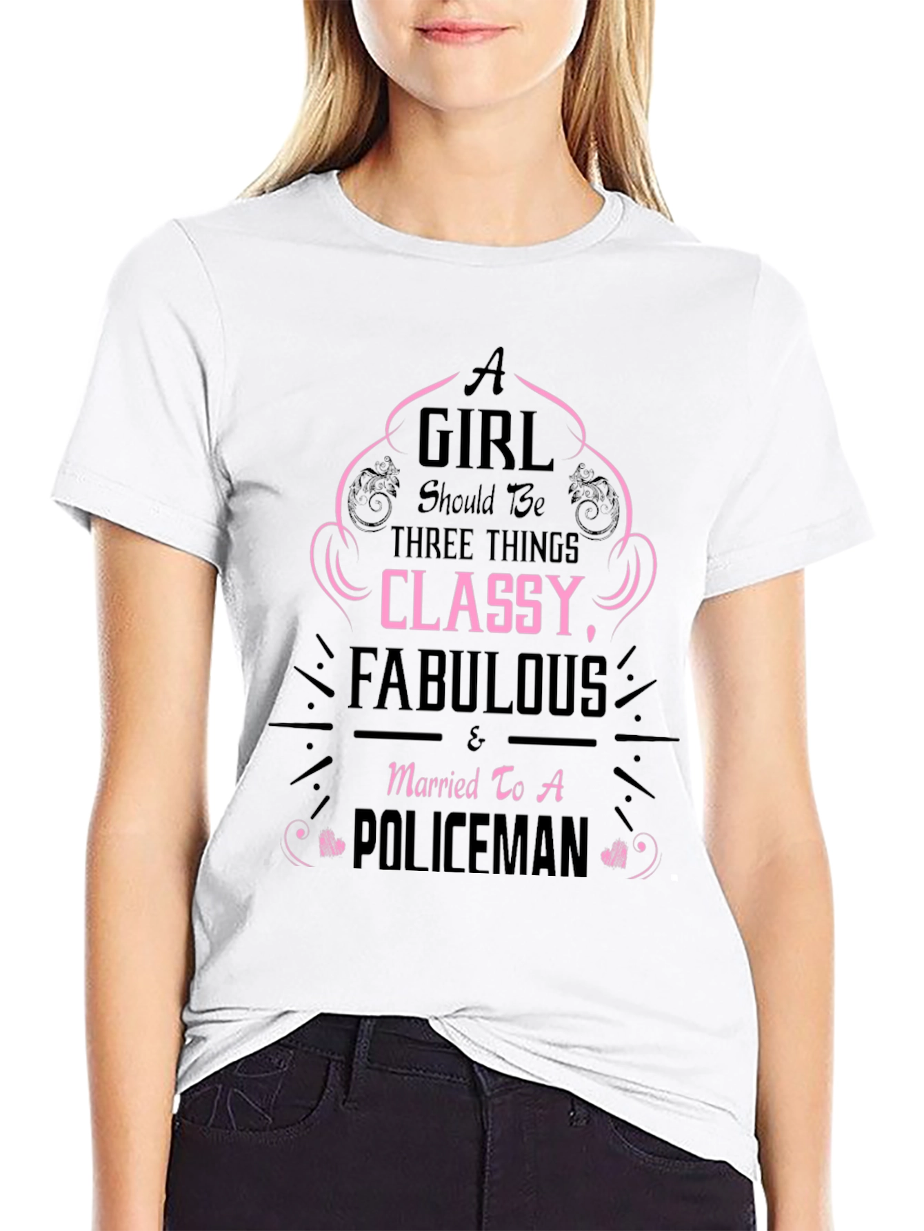 Classy & Fabulous Wife of a Policeman T-Shirt