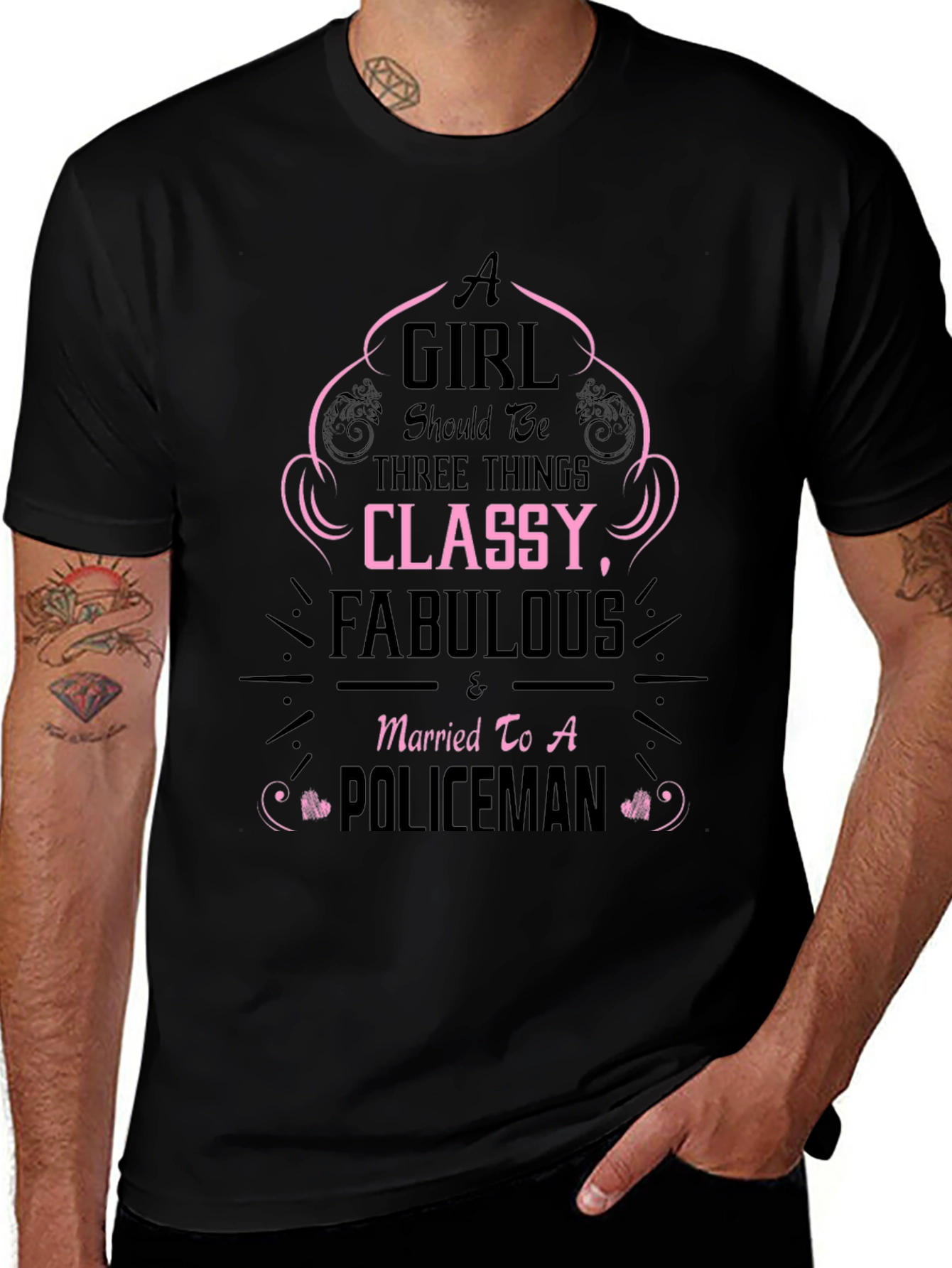 Classy & Fabulous Wife of a Policeman T-Shirt