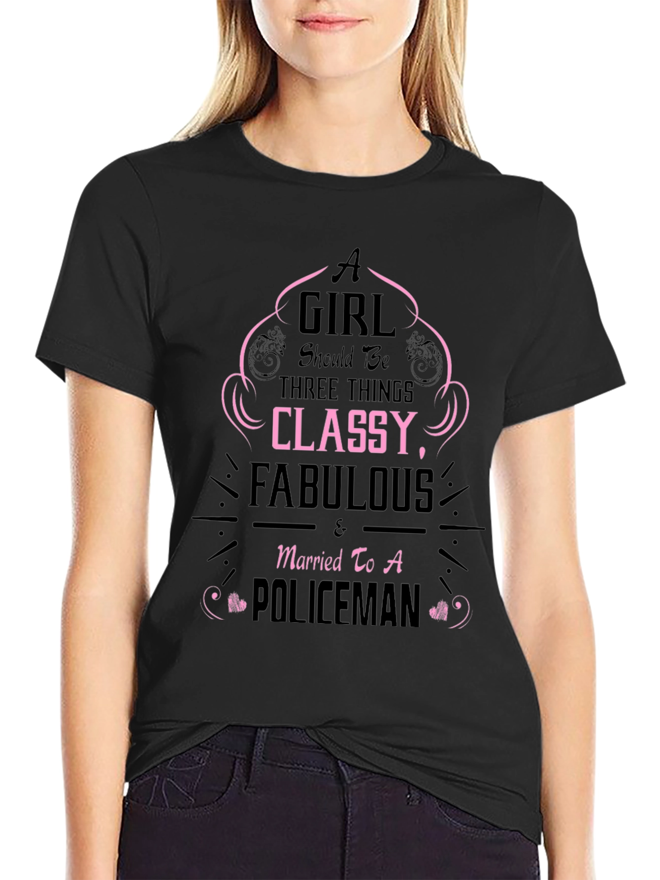 Classy & Fabulous Wife of a Policeman T-Shirt