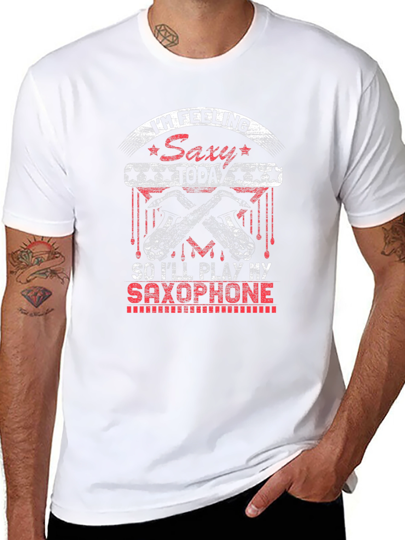 Saxy Saxophone Player Black T-Shirt