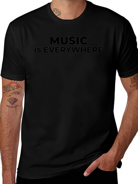 Music Is Everywhere Black Graphic Tee