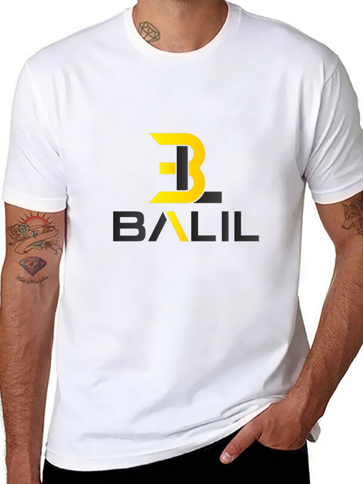Stylish Black Graphic Tee with Modern Logo