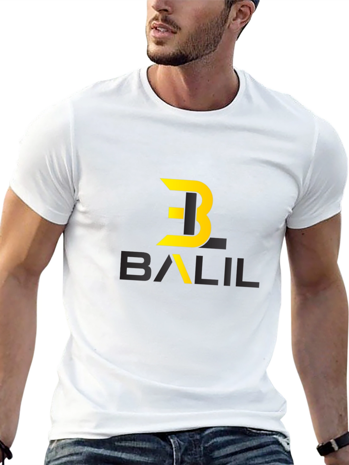Stylish Black Graphic Tee with Modern Logo