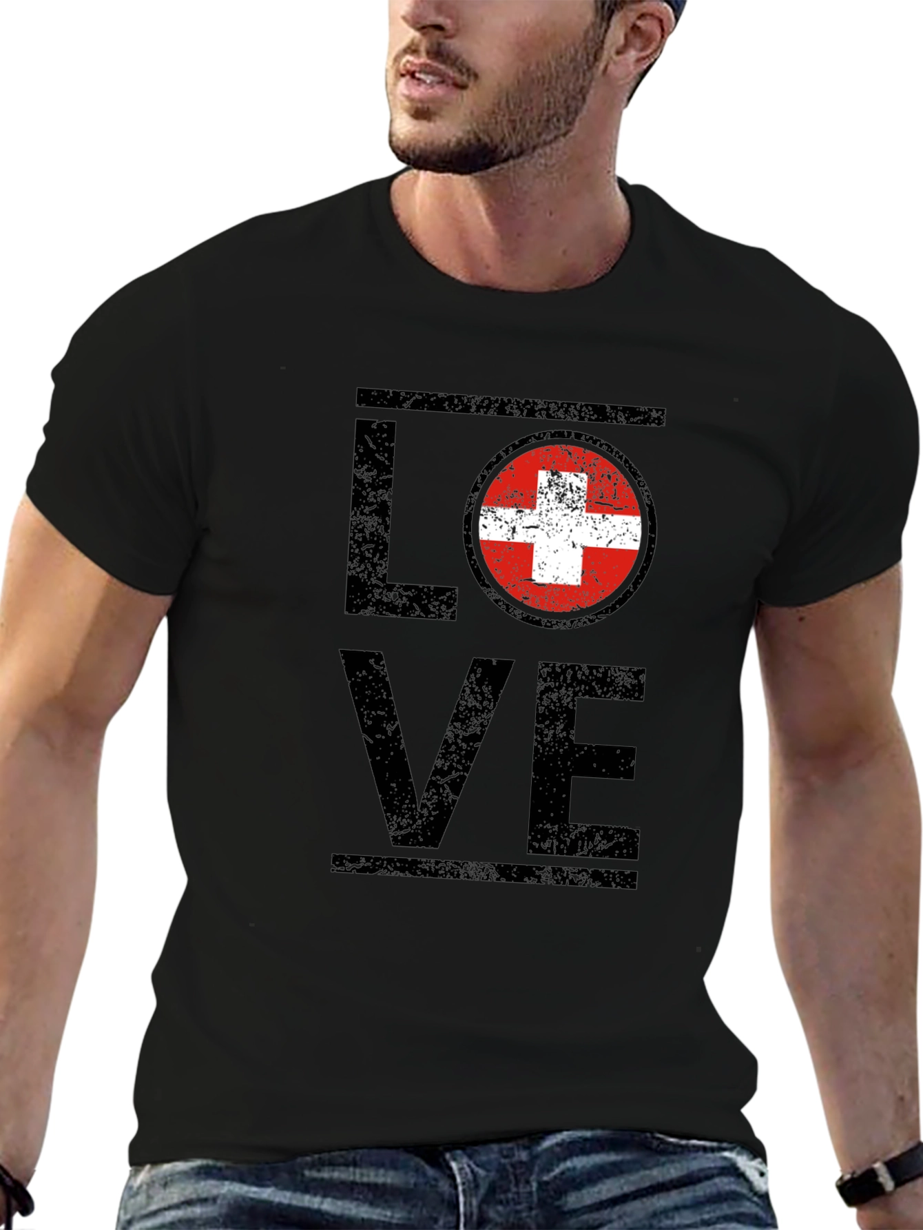 Love Switzerland T-Shirt Swiss Flag Graphic Tee