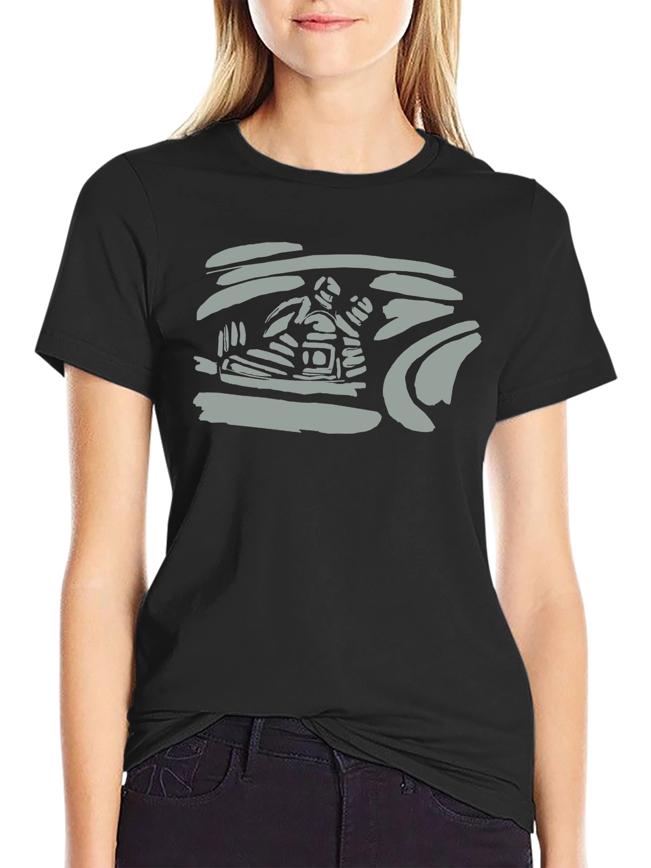 Abstract Graphic Print Black T-Shirt