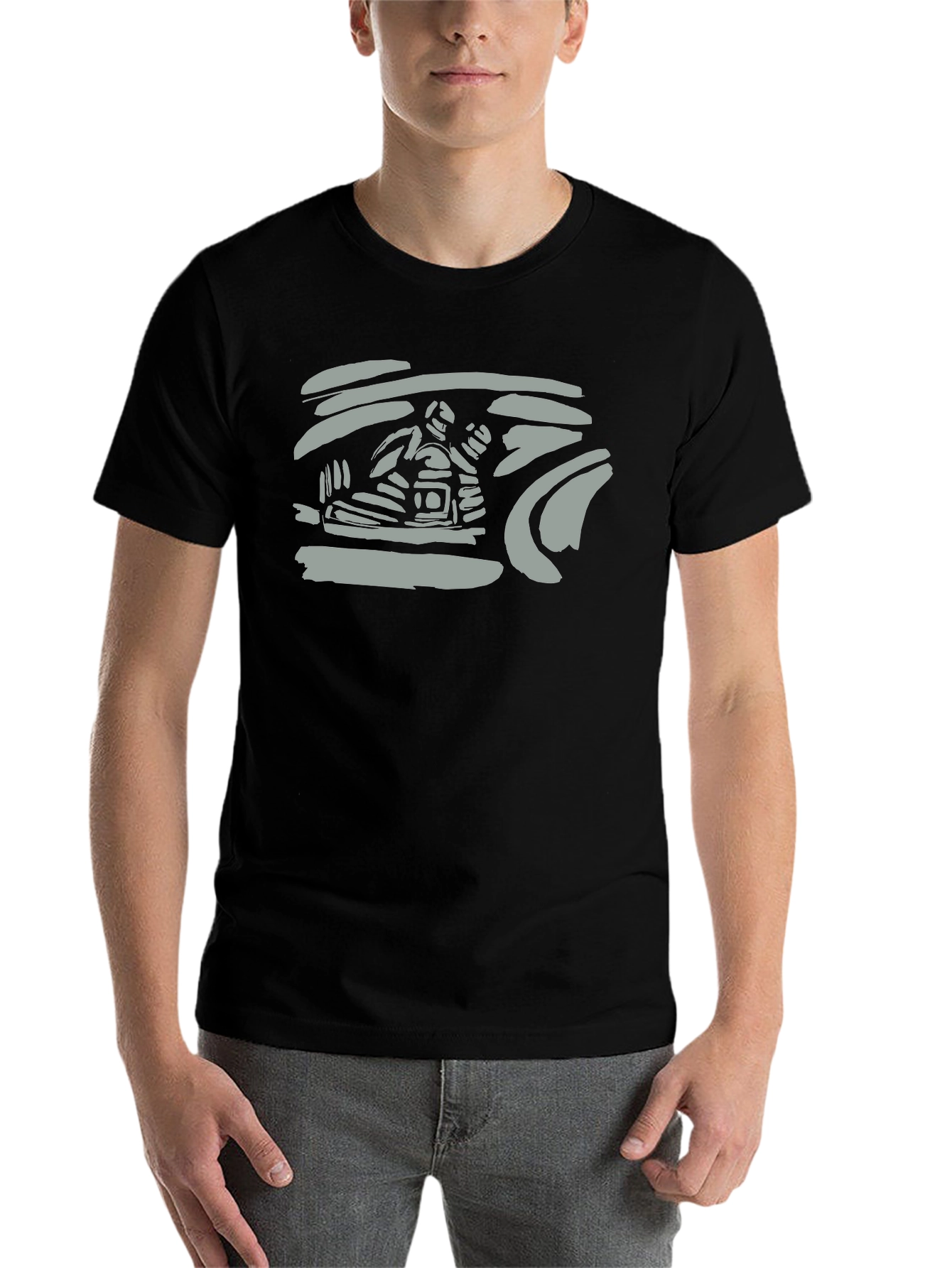 Abstract Graphic Print Black T-Shirt