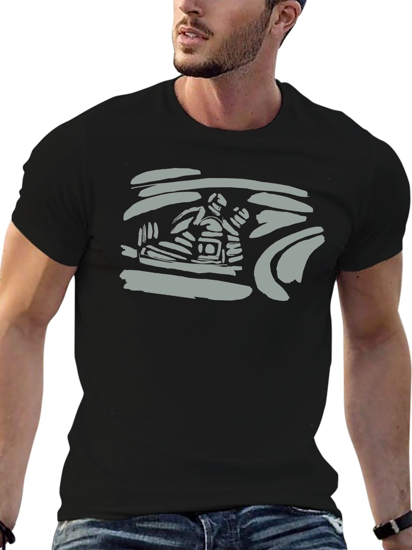 Abstract Graphic Print Black T-Shirt