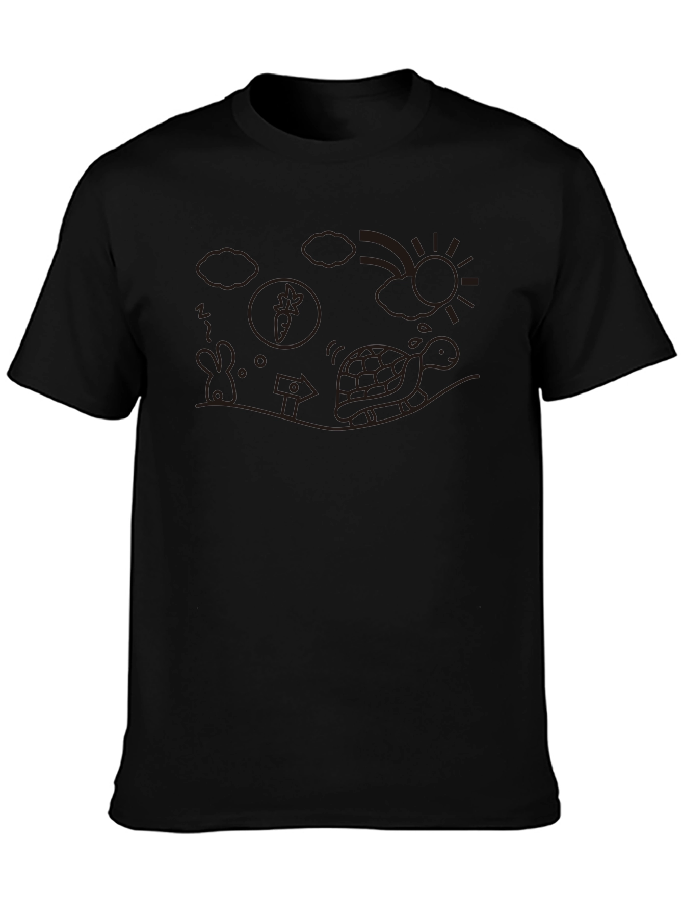 Whimsical Turtle Graphic Tee - Casual Black T-Shirt