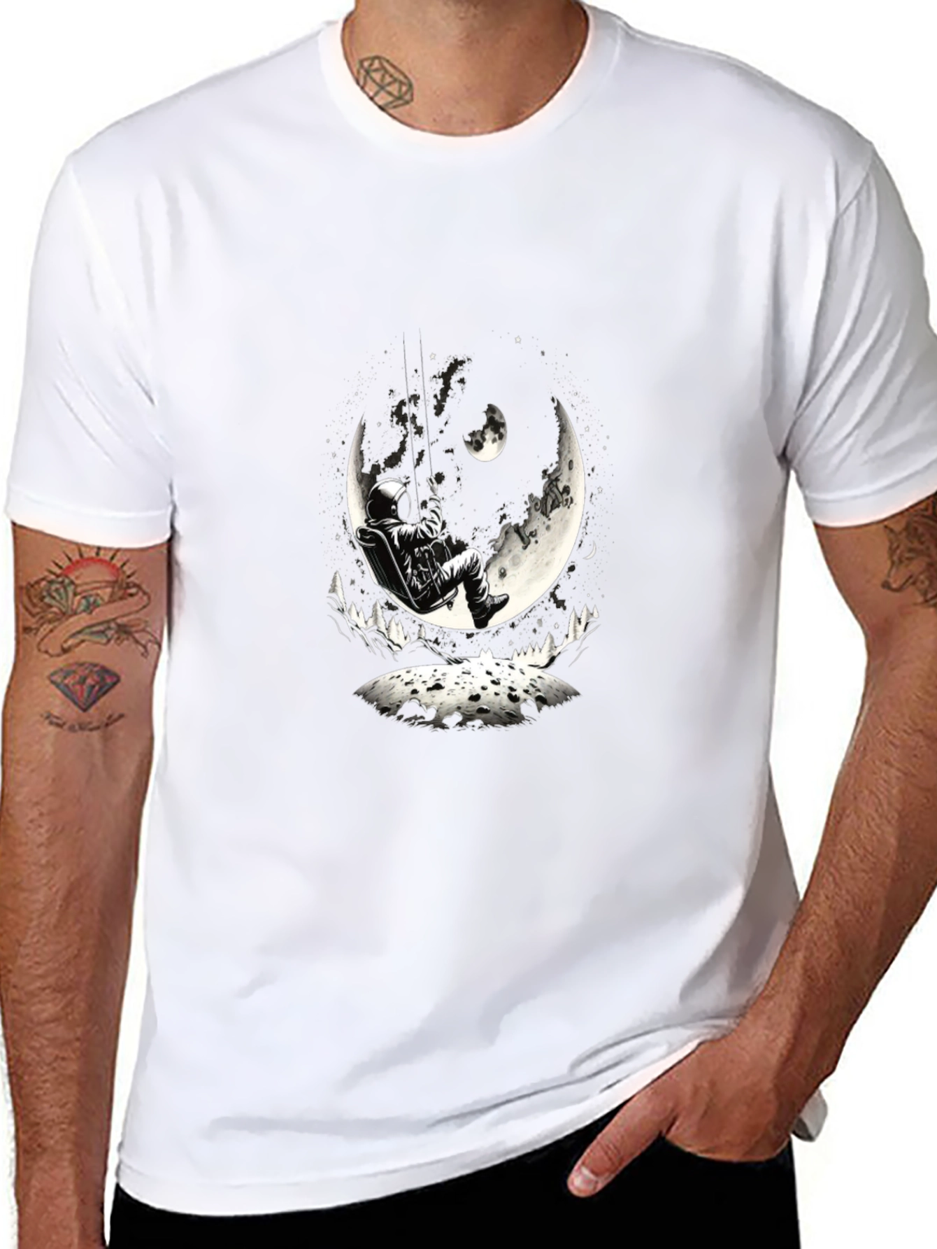 Astronaut Moon Swing Graphic Tee - Black