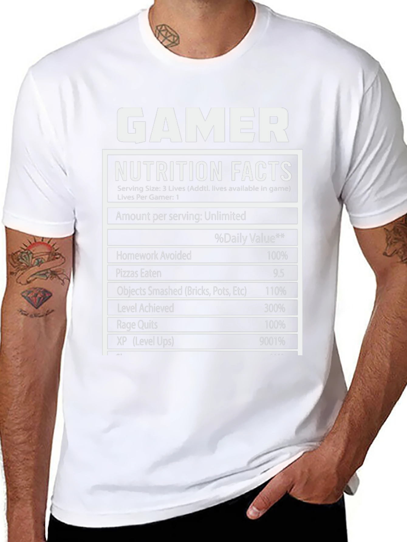 Gamer Nutrition Facts Black T-Shirt