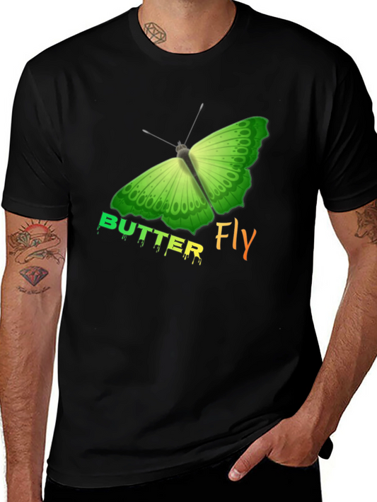 Butterfly Graphic Print Black T-Shirt