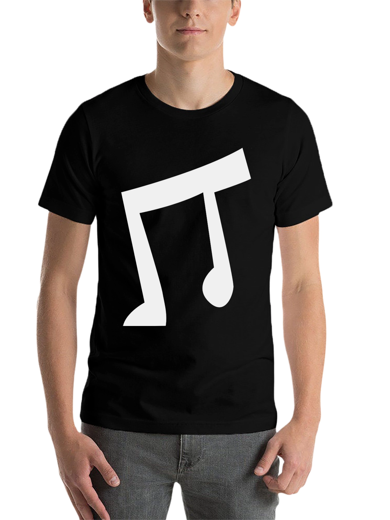 Musical Note Graphic Tee - Casual Black T-Shirt