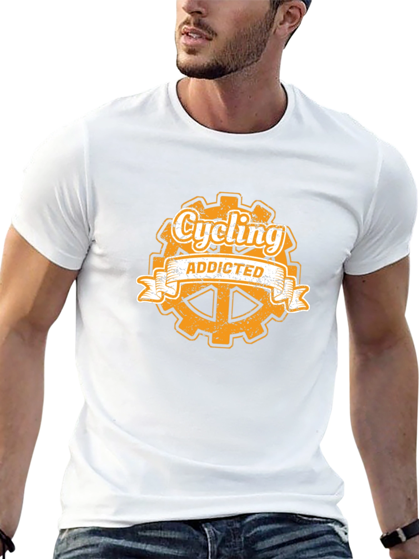 Cycling Addicted Graphic Tee - Black Cotton T-Shirt