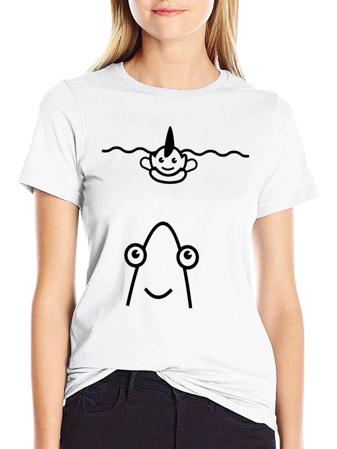 Funny Narwhal & Angler Fish Graphic T-Shirt