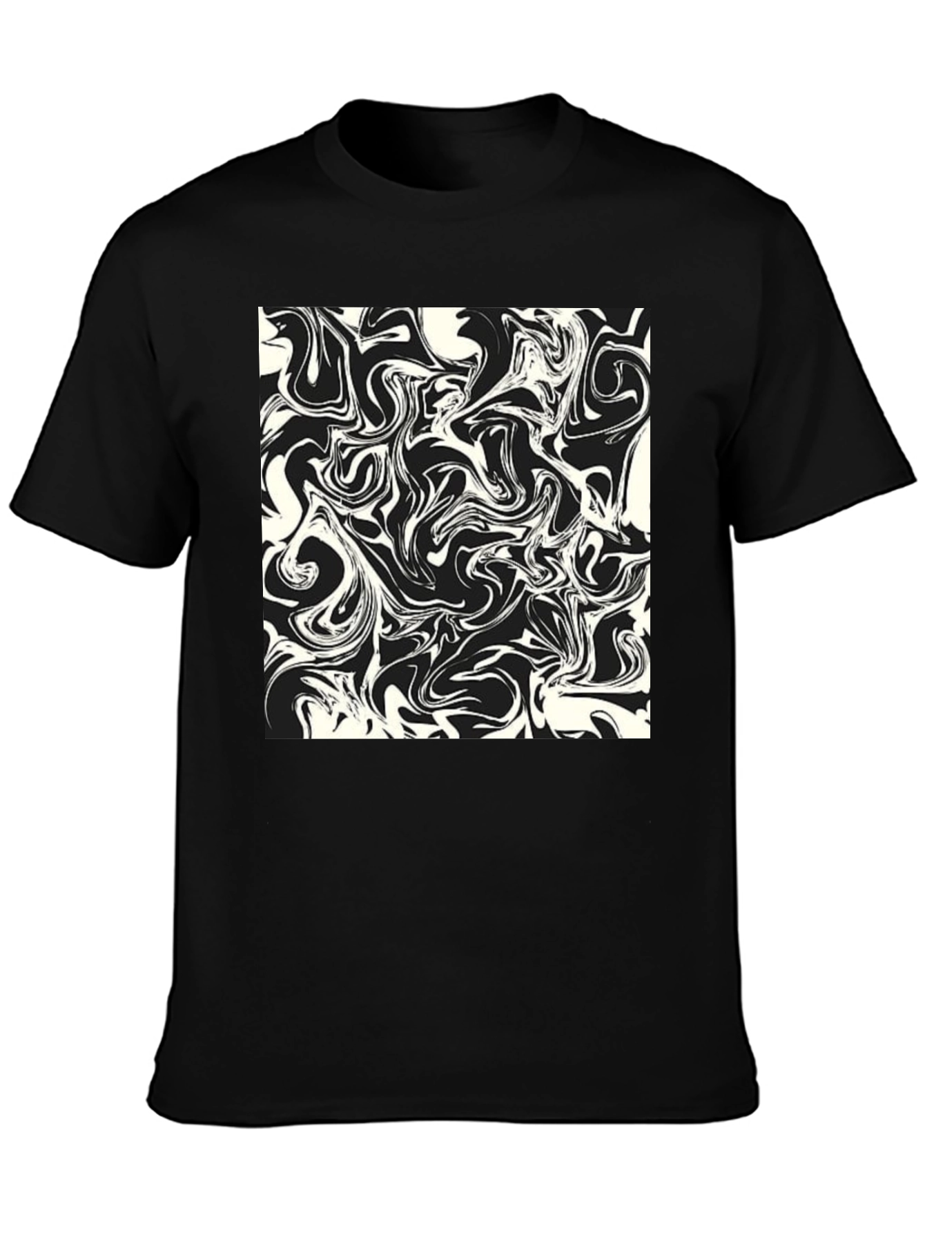 Modern Abstract Swirls Black T-Shirt