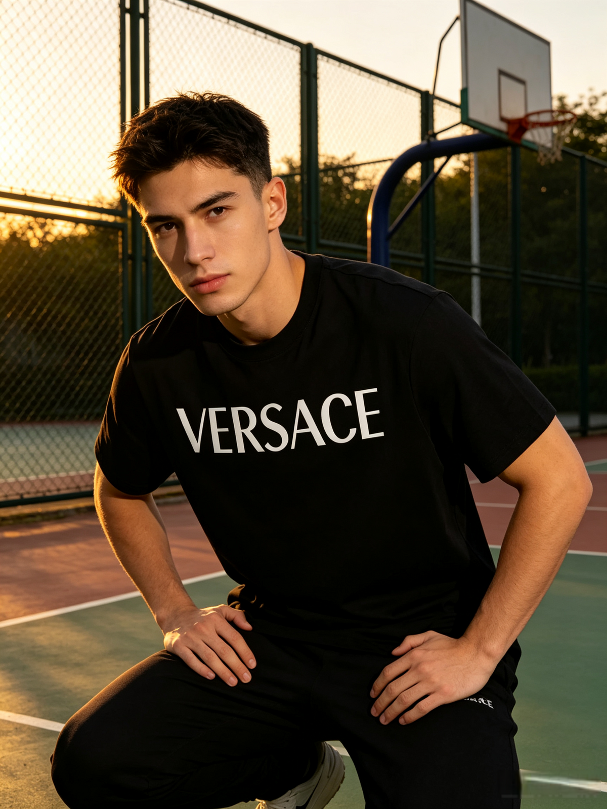 Black Versace Print Tee – Premium Style with Casual Comfort