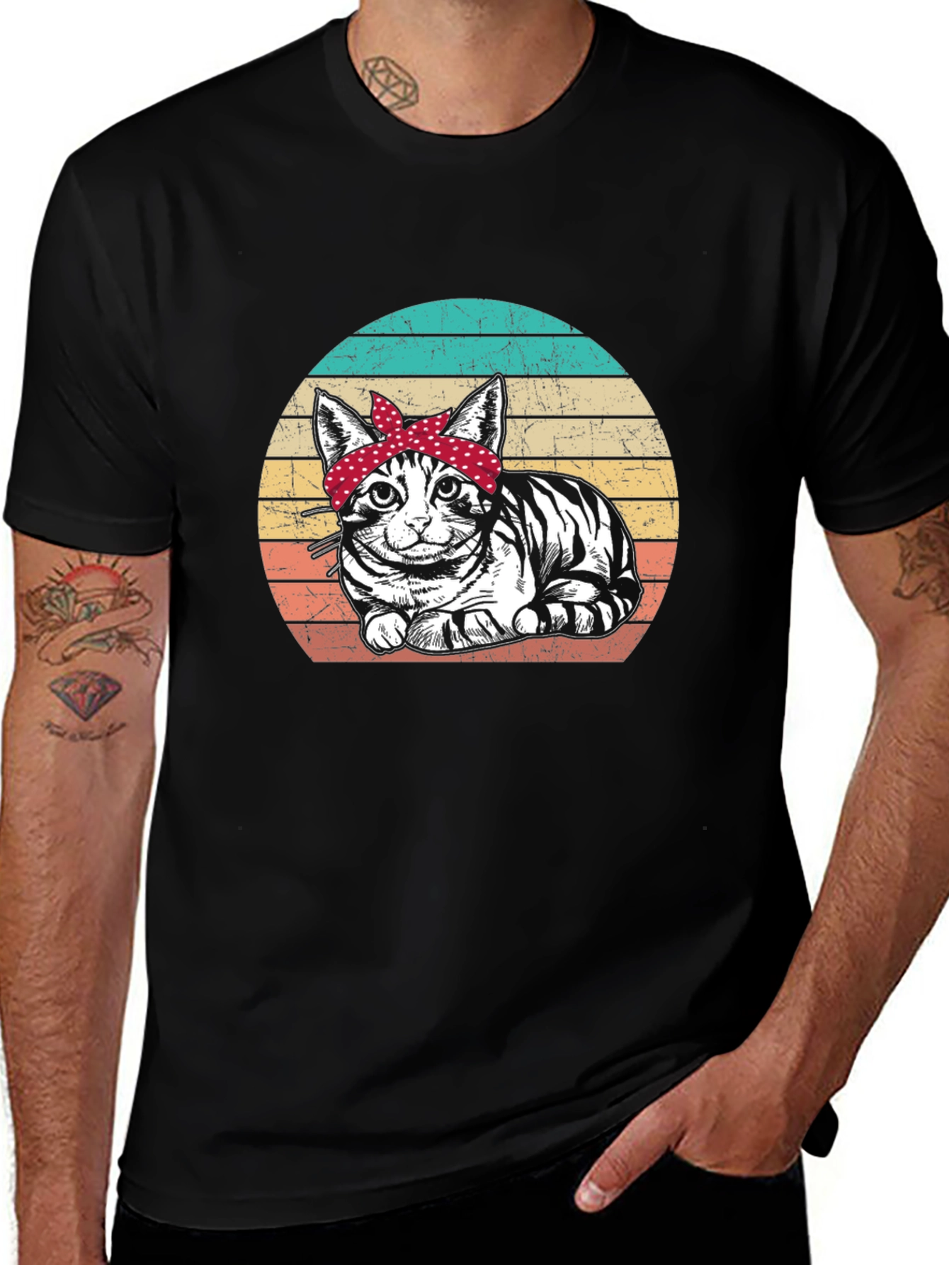 Retro Cat Bandana T-Shirt