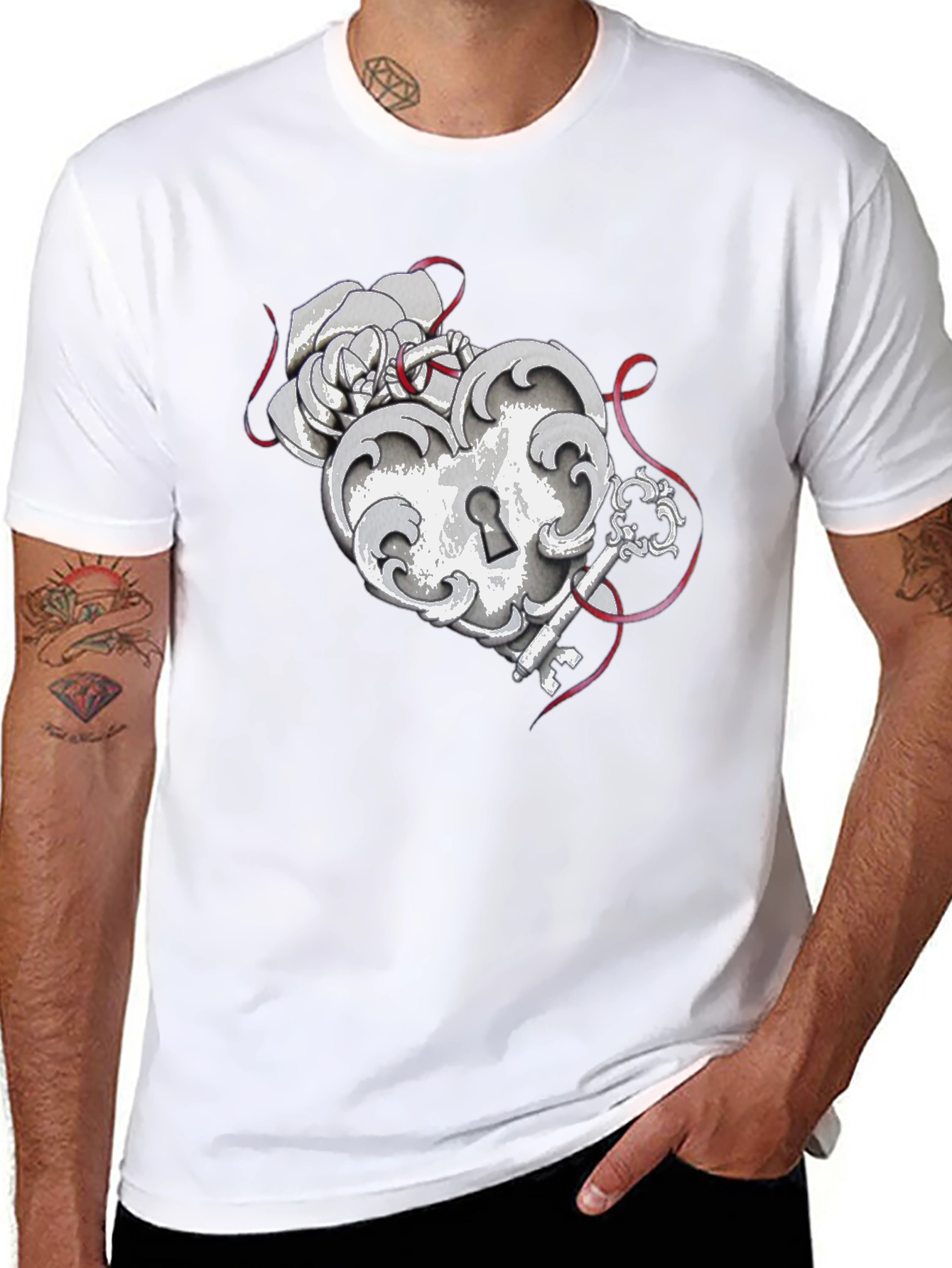 Heart Lock and Key Graphic Tee