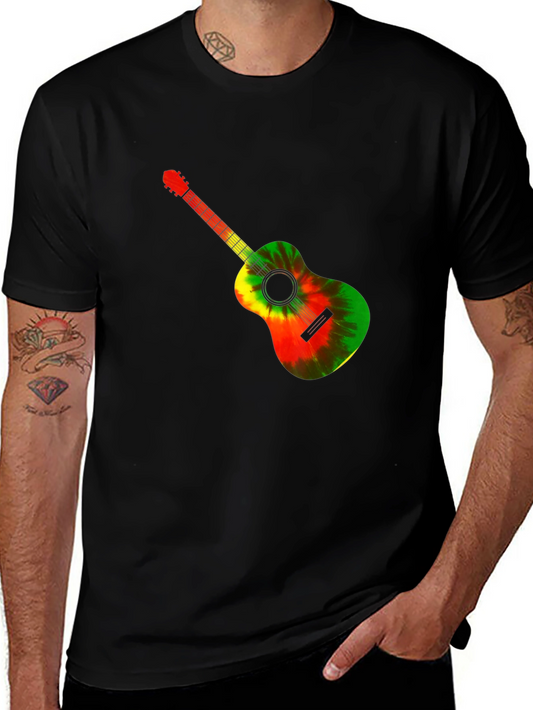 Rasta Guitar T-Shirt - Tie Dye Graphic Tee