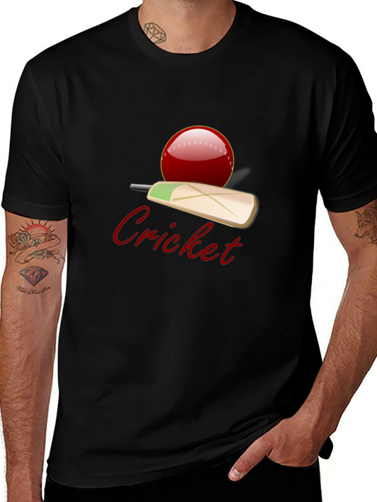 Cricket Ball & Bat T-Shirt - Sporty Graphic Tee