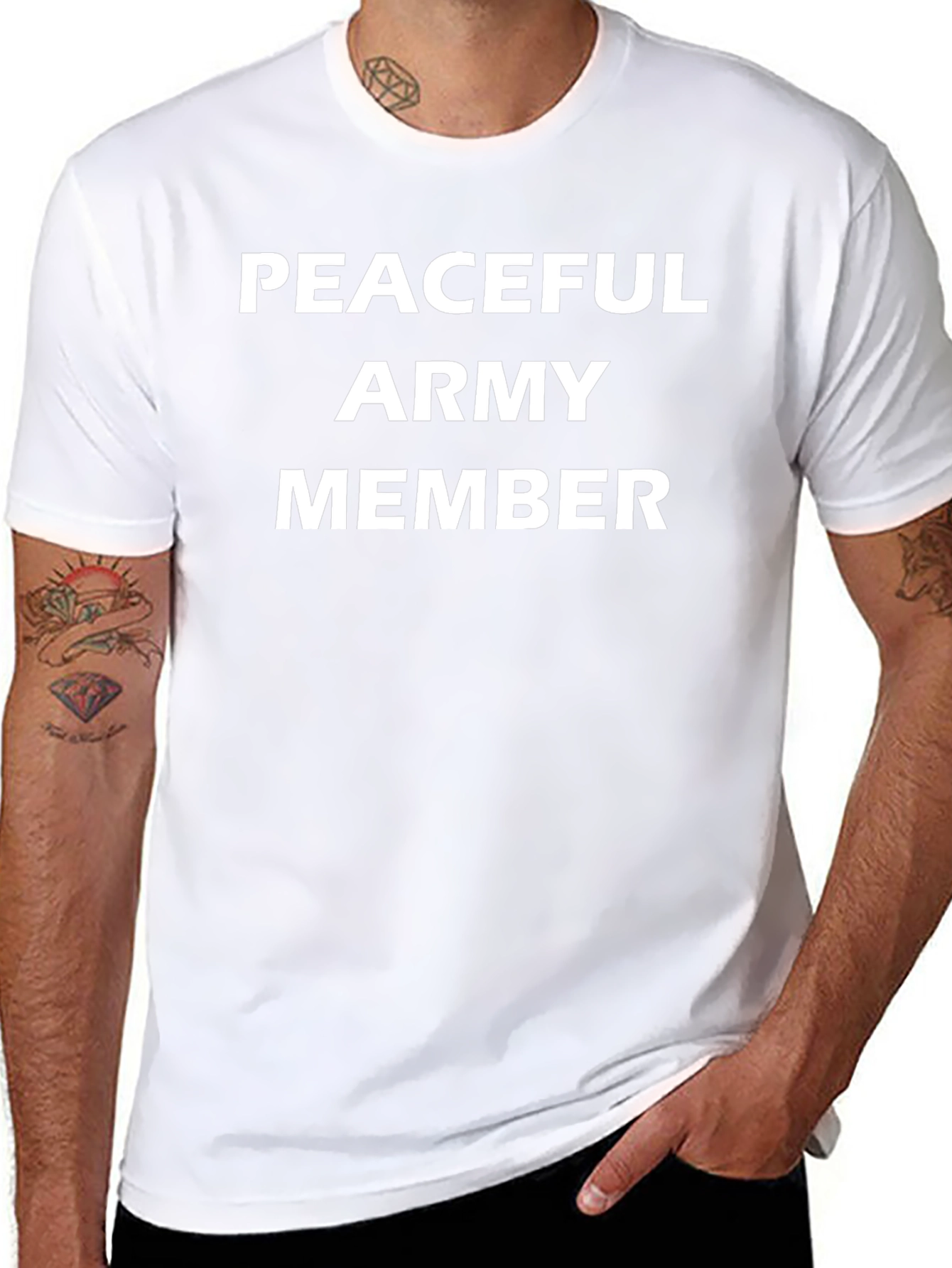 Peaceful Army Member Black Graphic Tee