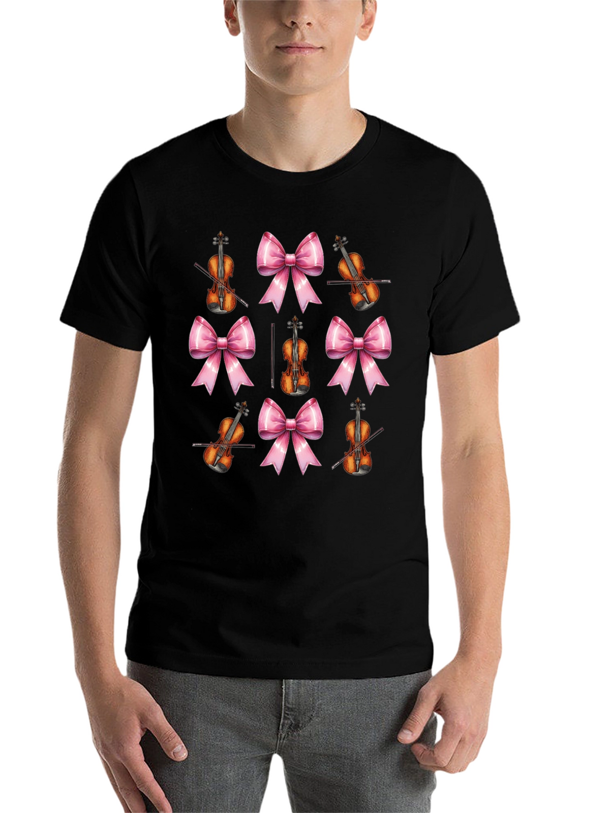 Violin & Bows Patterned Black T-Shirt
