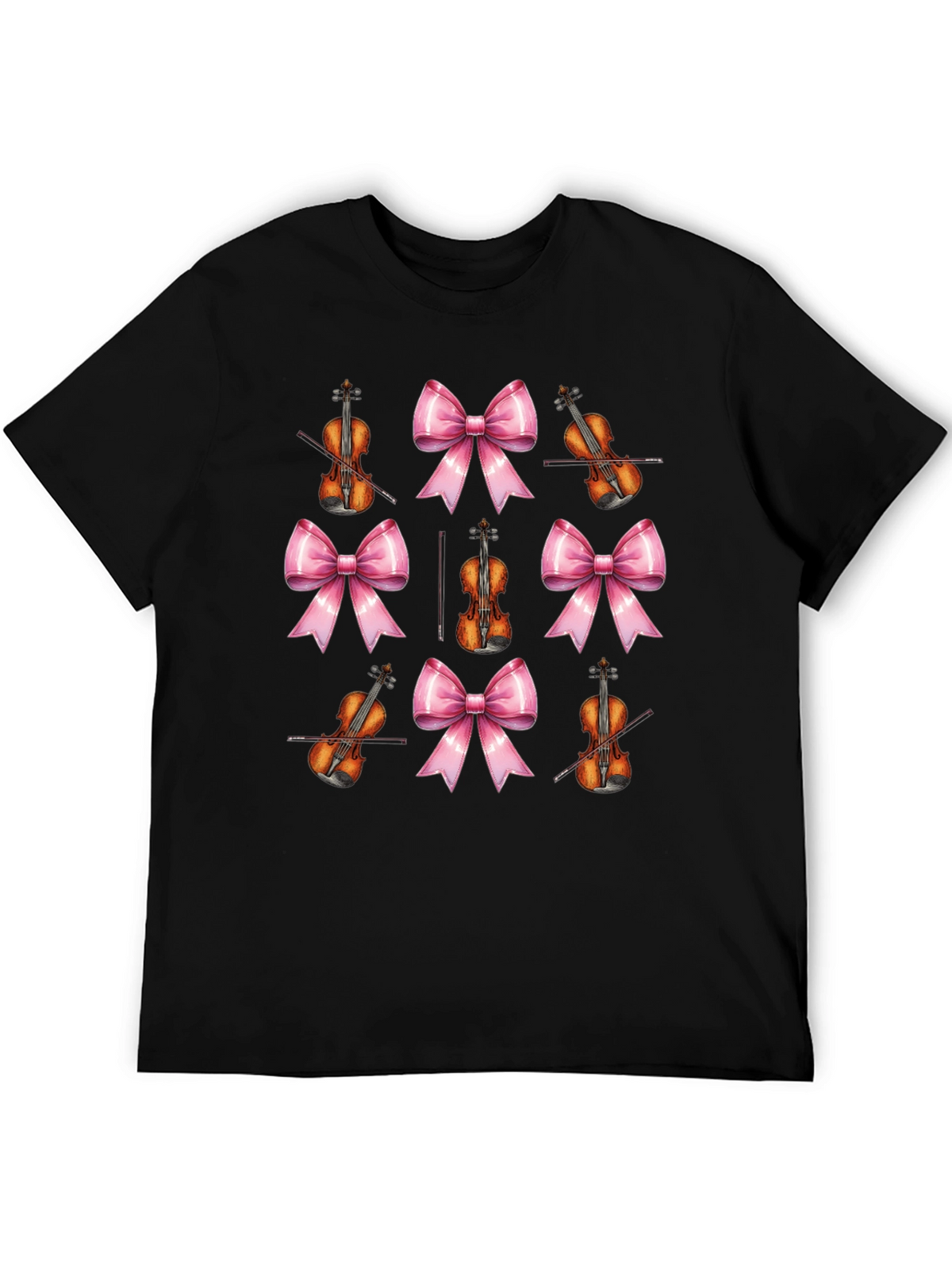 Violin & Bows Patterned Black T-Shirt