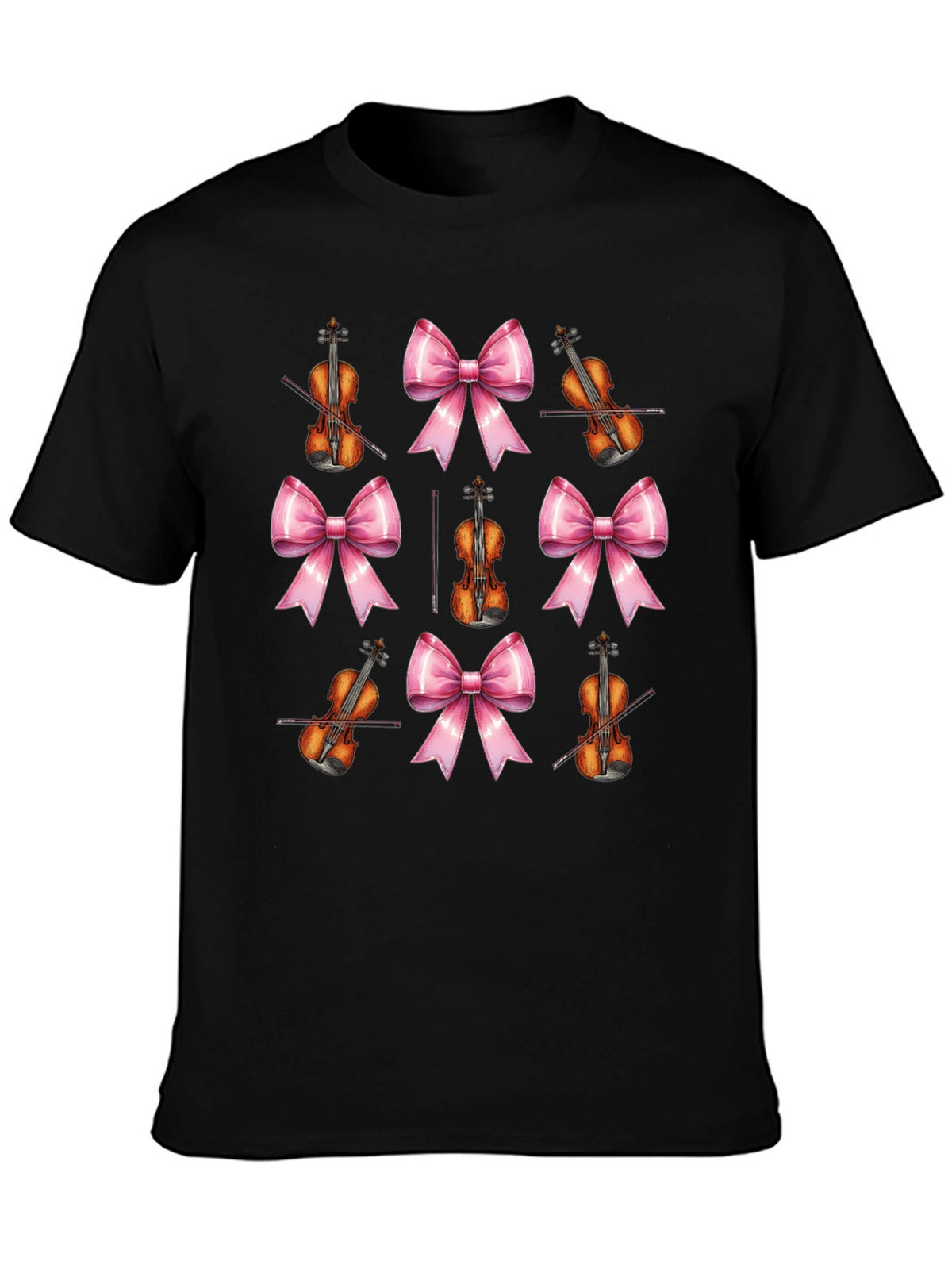 Violin & Bows Patterned Black T-Shirt