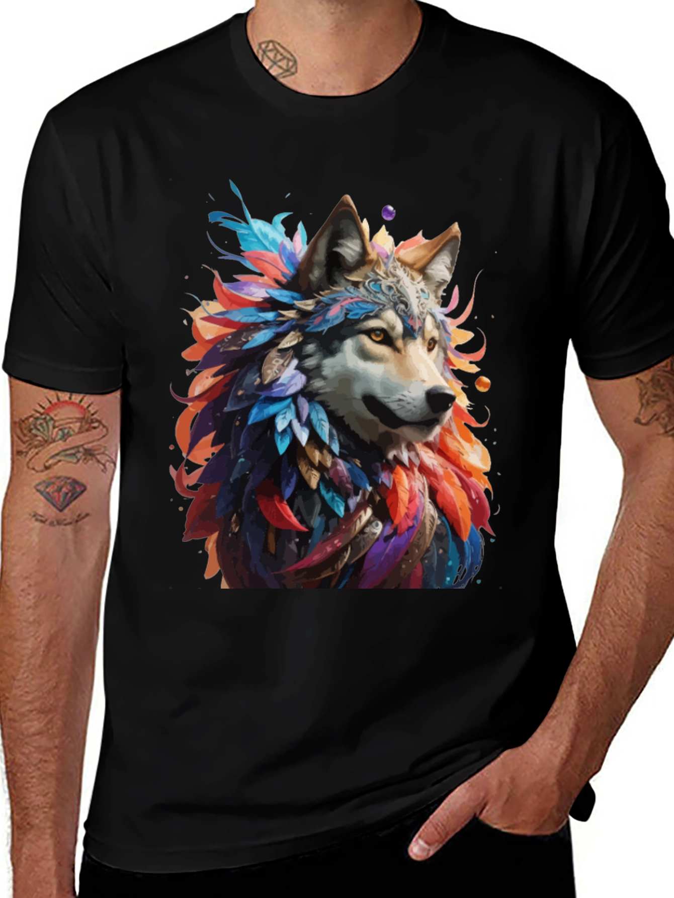 Wolf Feather T-Shirt - Unique Graphic Tee