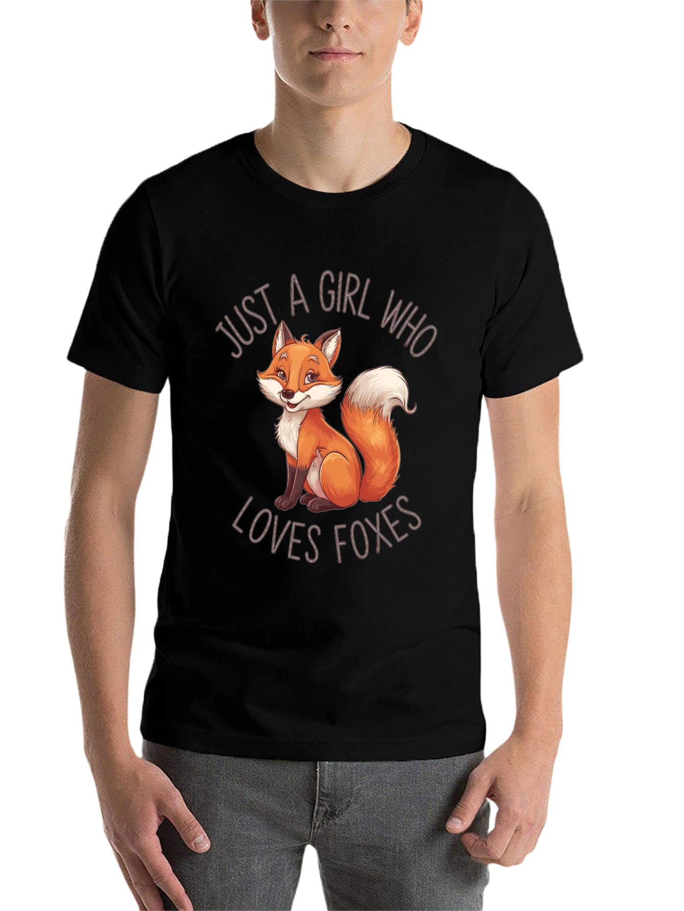 Girl Who Loves Foxes Black T-Shirt